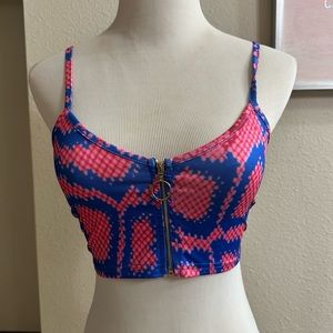 NWT. Elsie & Fred Snakeskin Zip Up crop top